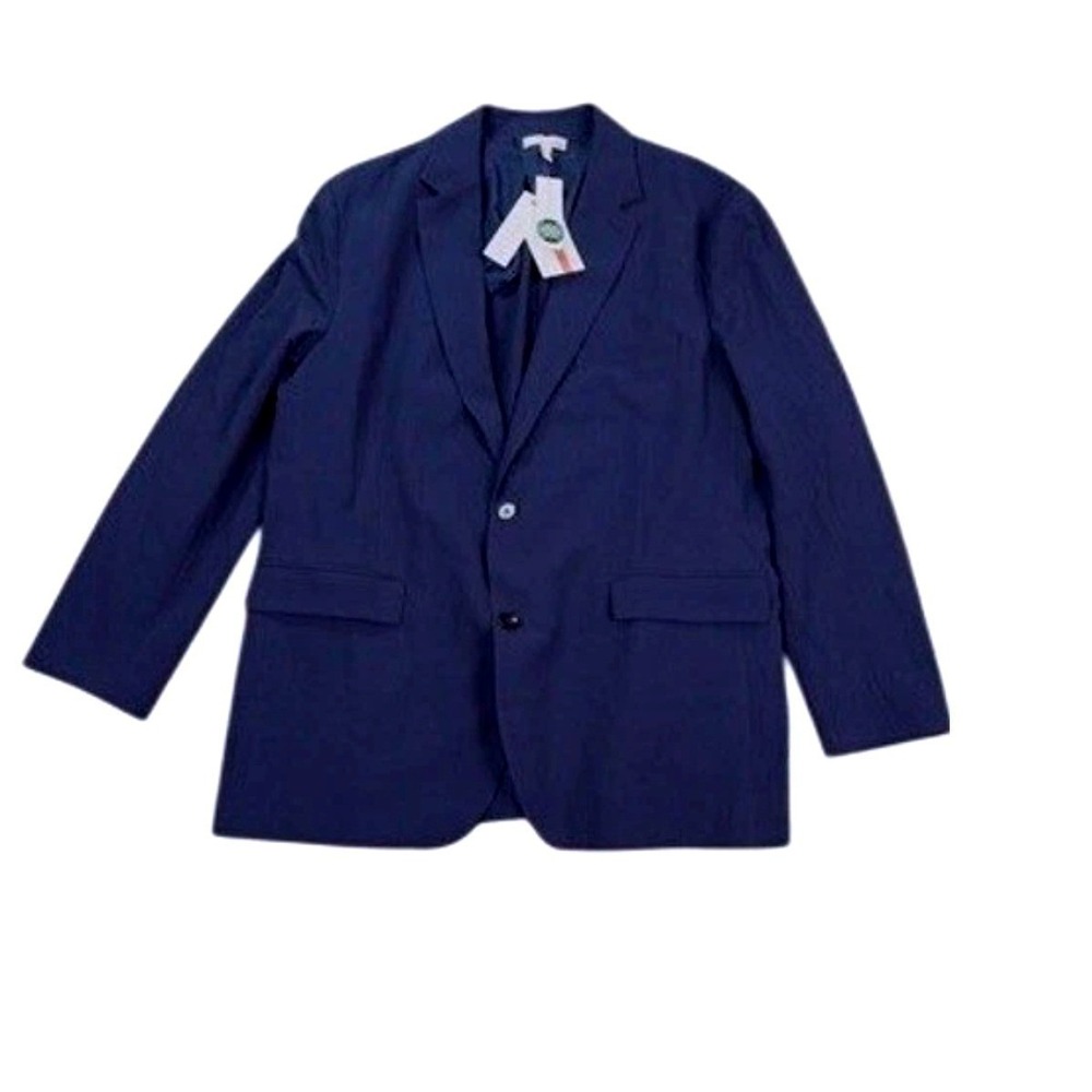 Hawker Rye Packable Blazer Mens XXL Blue Seersucker‎ Stretch Jaquard Travel